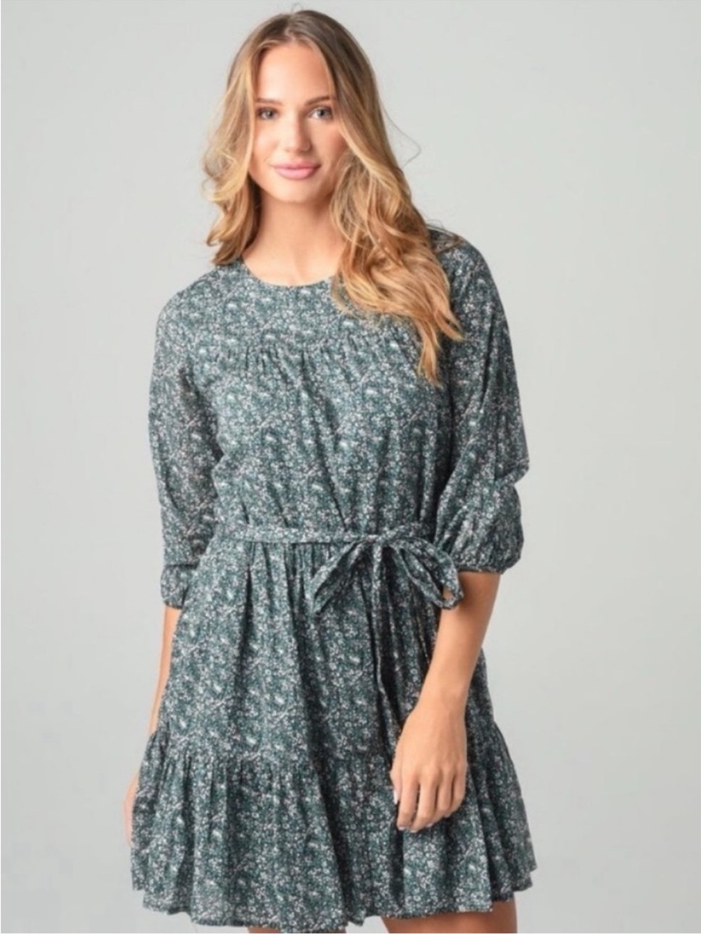 Trovata Birds of Paradis Nia Floral Mini Dress in Green